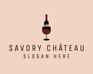 Red Wine Bottle Glass logo design