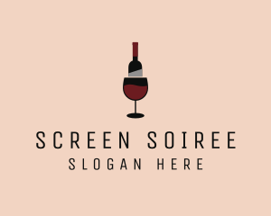 Red Wine Bottle Glass logo design