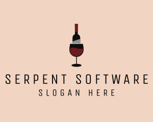 Red Wine Bottle Glass logo design