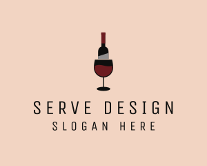 Red Wine Bottle Glass logo design