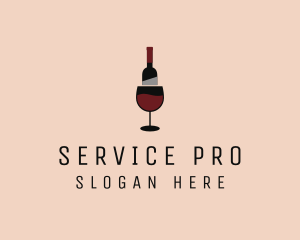 Red Wine Bottle Glass logo design