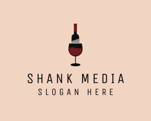 Red Wine Bottle Glass logo design