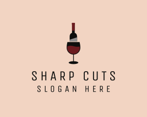 Red Wine Bottle Glass logo design