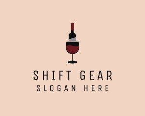 Red Wine Bottle Glass logo design