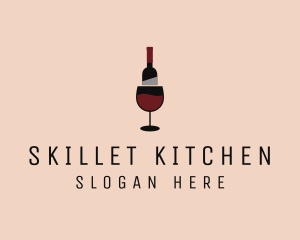 Red Wine Bottle Glass logo design