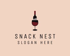 Red Wine Bottle Glass logo design