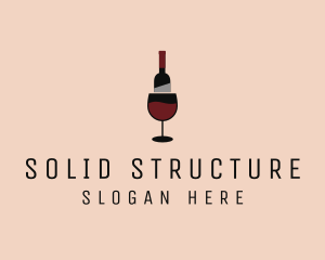 Red Wine Bottle Glass logo design