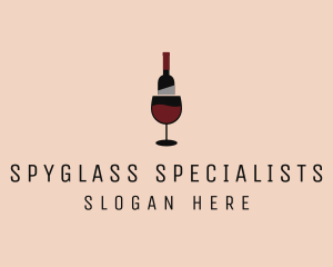 Red Wine Bottle Glass logo design