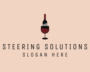 Red Wine Bottle Glass logo design