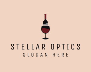 Red Wine Bottle Glass logo design