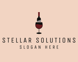 Red Wine Bottle Glass logo design