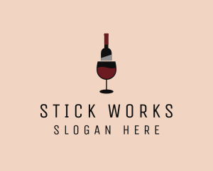 Red Wine Bottle Glass logo design