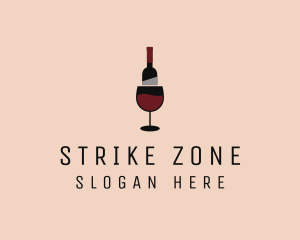 Red Wine Bottle Glass logo design