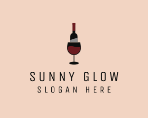 Red Wine Bottle Glass logo design