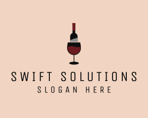 Red Wine Bottle Glass logo design