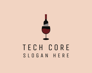 Red Wine Bottle Glass logo design