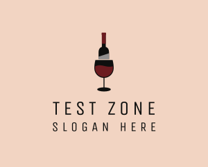 Red Wine Bottle Glass logo design