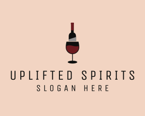 Red Wine Bottle Glass logo design