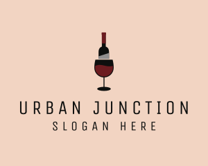 Red Wine Bottle Glass logo design