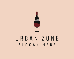 Red Wine Bottle Glass logo design