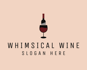 Red Wine Bottle Glass logo design