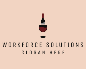 Red Wine Bottle Glass logo design