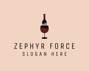 Red Wine Bottle Glass logo design