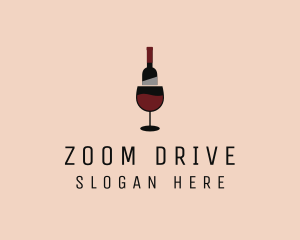 Red Wine Bottle Glass logo design