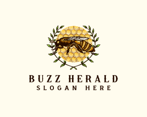 Organic Bee Honey Wreath logo design