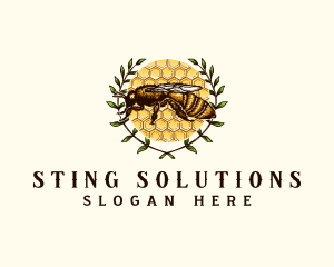 Organic Bee Honey Wreath logo design