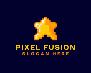 Pixelated Star Game logo design