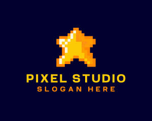 Pixelated Star Game logo design