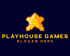 Pixelated Star Game logo design