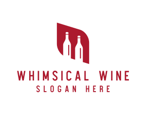 Red Wine Alcohol Bottles logo design