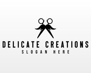 Scissors Mustache Grooming logo design