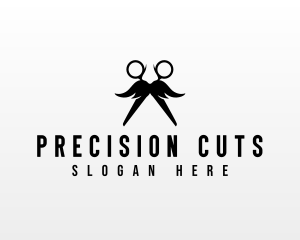 Scissors Mustache Grooming logo design