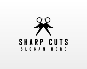 Scissors Mustache Grooming logo design