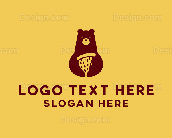 Brown Pizza Bear Logo