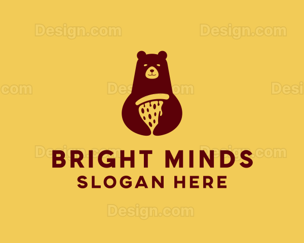 Brown Pizza Bear Logo