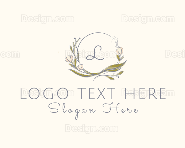 Leaf Flower Decoration Boutique Logo