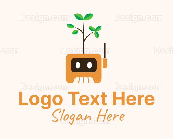 Robot Plant Cartoon Logo