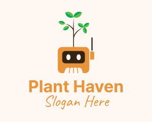 Robot Plant Cartoon logo design