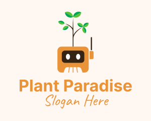 Robot Plant Cartoon logo design