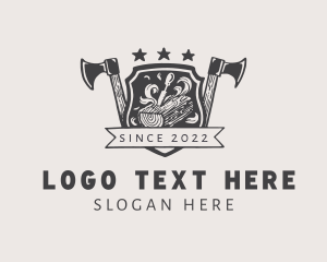 Sculpting - Forest Logging Shield Badge logo design