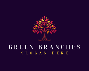 Leaf Tree Branches logo design