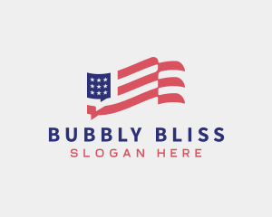 America Bubble Chat Flag logo design