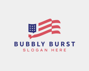 America Bubble Chat Flag logo design