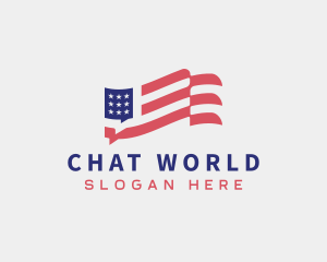 America Bubble Chat Flag logo design