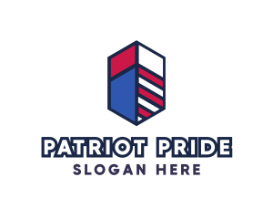 Hexagon Patriotic Stripes logo design