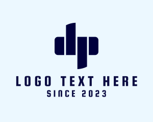 Blue Futuristic Letter DP logo